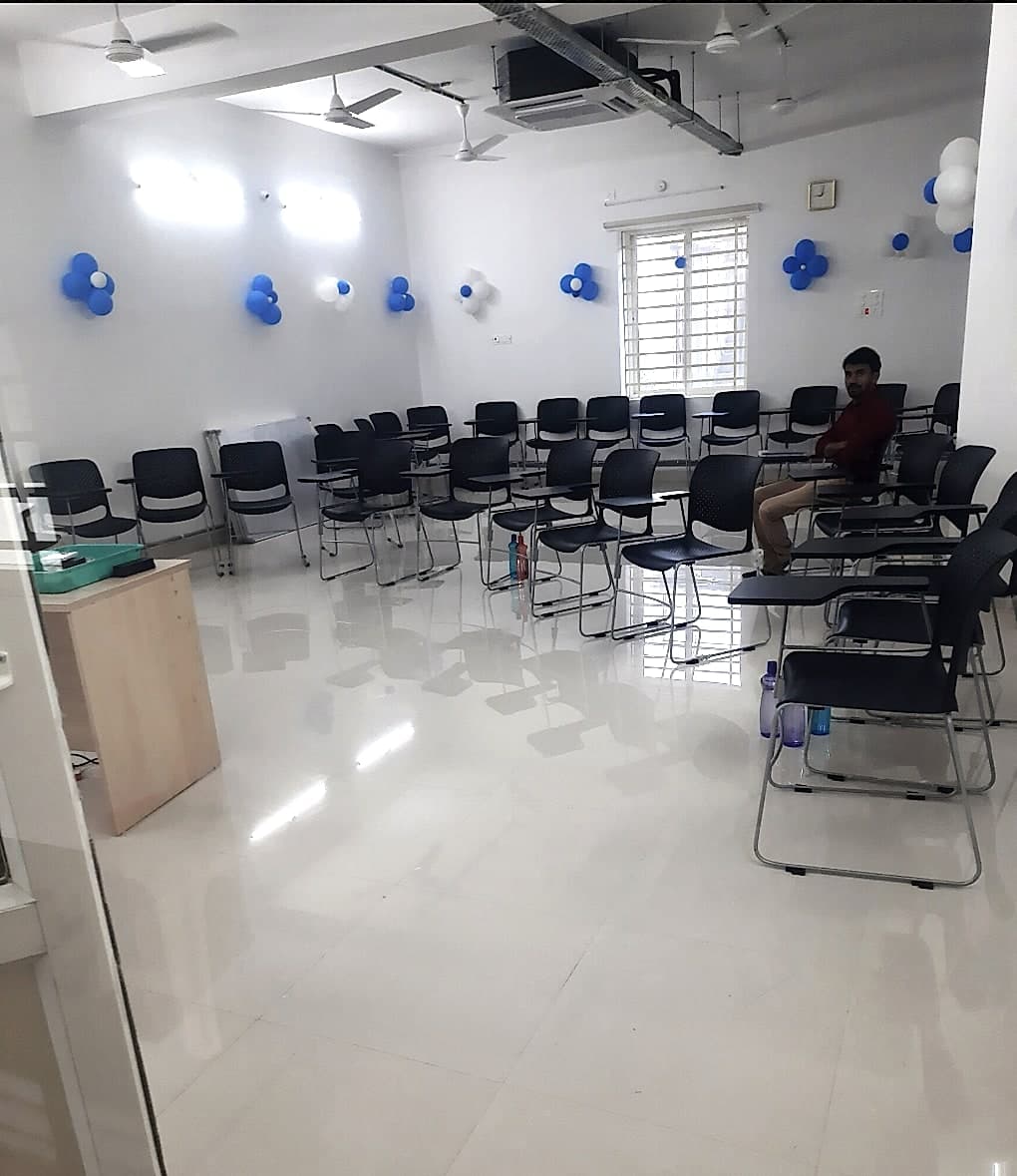The training hall at the Varanasi centre, set up for a batch